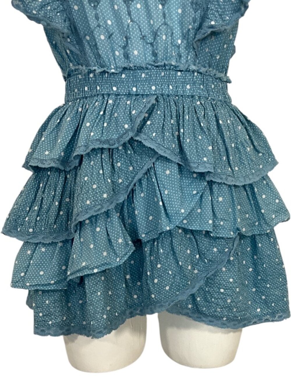 LoveShackFancy Corelli Dress P 00 Blue Bonnet Mini Ruffle Tiered - Picture 12 of 16